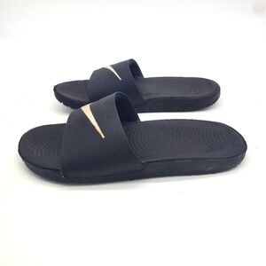 Nike Kawa Slides Kids Size 4Y Sandals 819352 001 Black Metal Shoes